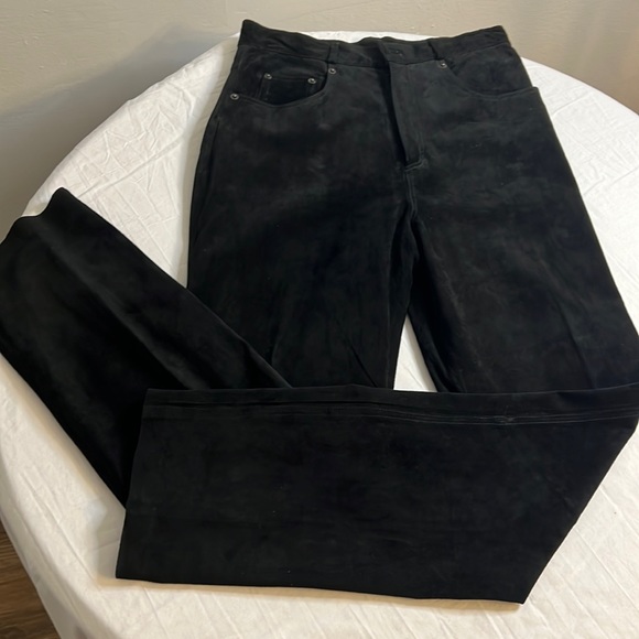 Harold’s SUEDE/Leather quality apparel black suede /leather  pants womens size 8 - Picture 2 of 10